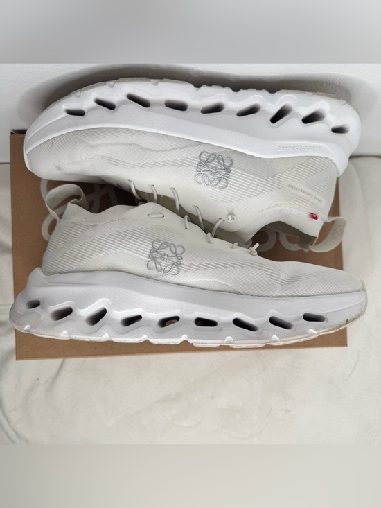 Loewe Shoes - On x Loewe White Knit Runner Sneakers with Subtle Silver Anagram